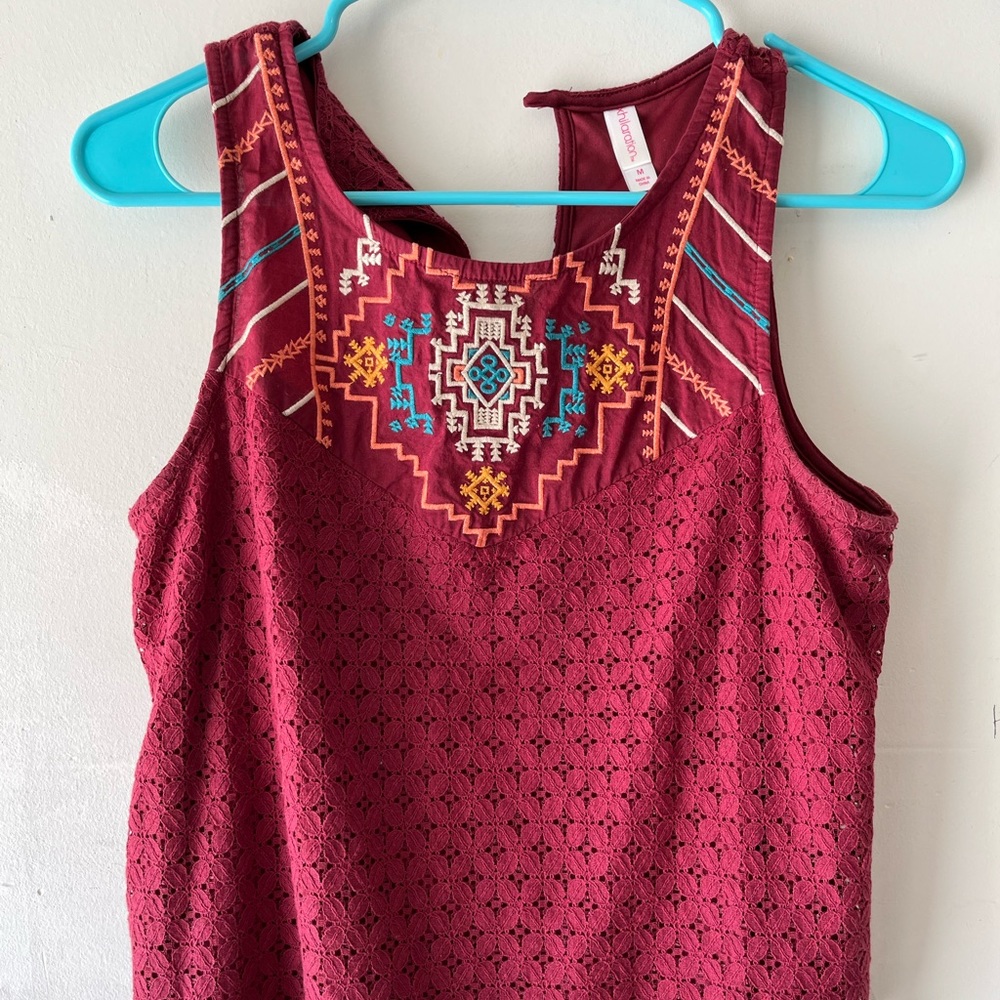 Pink tank top with Native American print